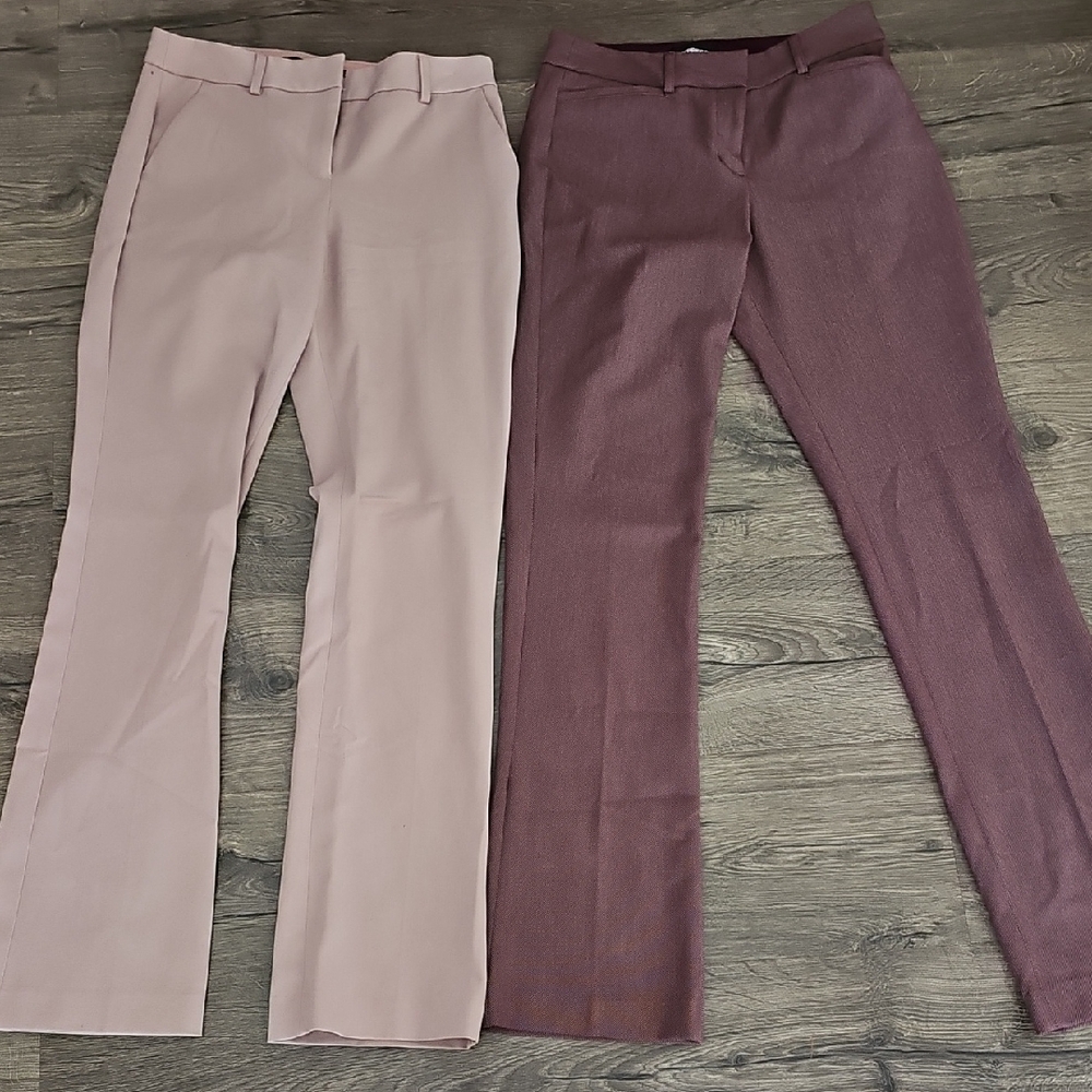 2 PR OF EXPRESS SZ 4R DRESS PANTS BURGANDY AND PINKISH LIKE NEW!!